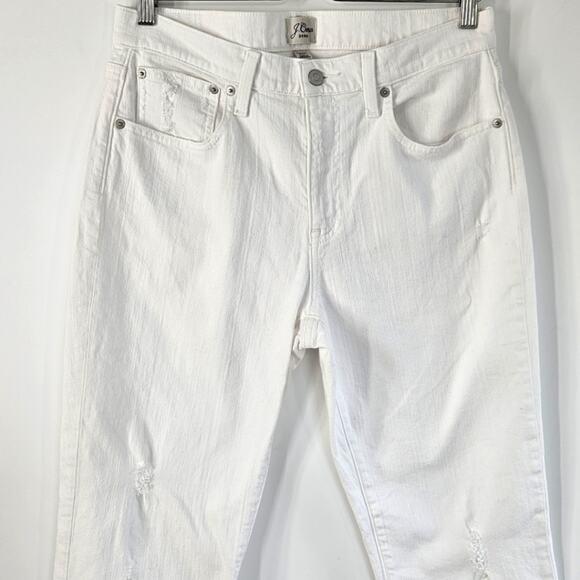 J. Crew Petite Slim Boyfriend Jean in White 29 Tall Distressed Crop Denim Summer - Picture 8 of 11